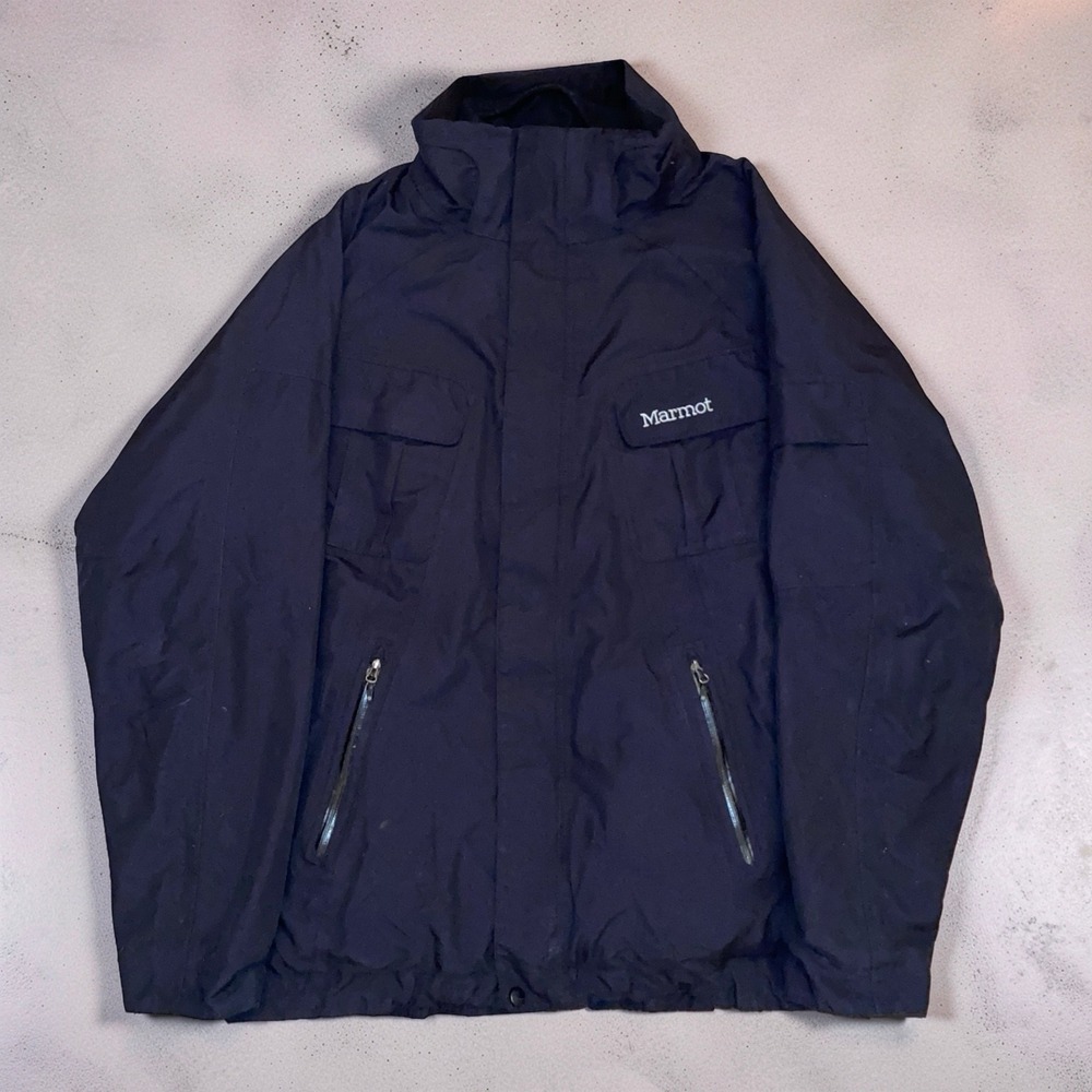 Marmot Mens XL Black 2 in 1 Jacket Detachable Fleece Liner Waterproof Precip